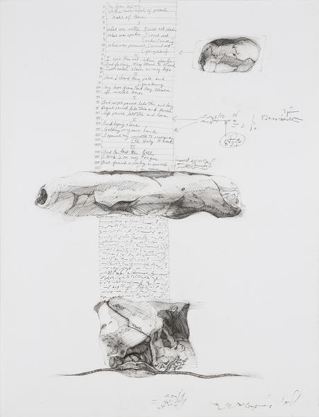 Column-Poem, 1972 graphite and ink on paper 25 1/2...