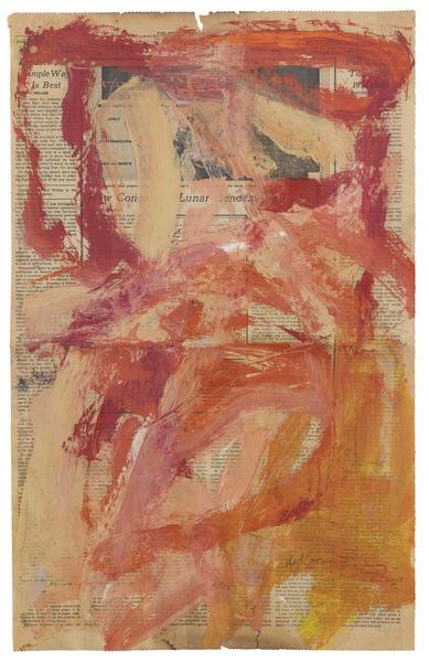 Untitled, 1969 oil on newspaper 23 x 14 1/2 inches...
