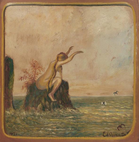 Untitled (Love Bather), 1917 oil on paperboard mou...