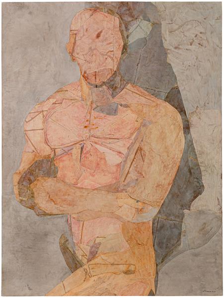 Figure with Folded Arms, 1973-74 collage of dyed p...