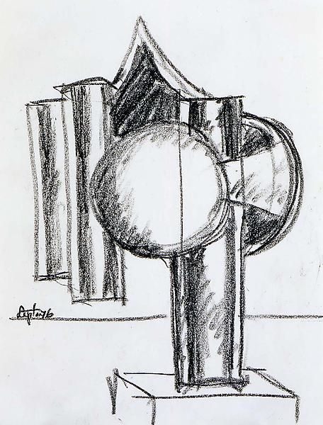 Bell Tower Study, 1976 Conté crayon on pape...