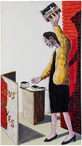 Evangelist (America Series), 1990 oil and collage...
