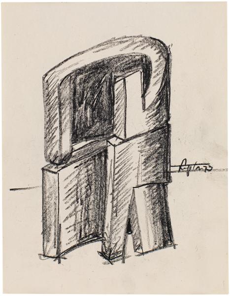 Study for Fortress, 1973 Conté crayon on pa...