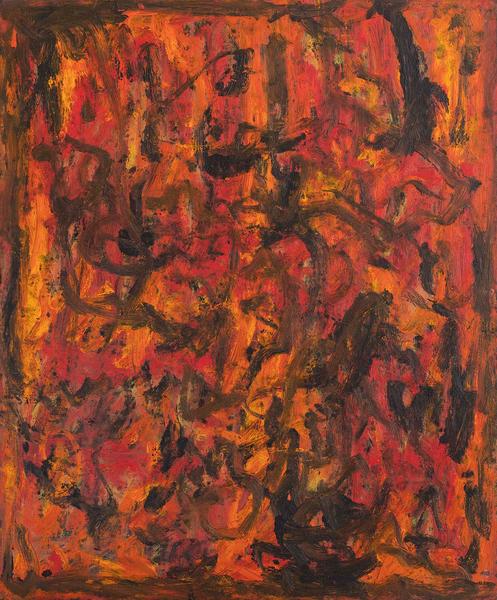Untitled, c.1960 oil on canvasboard 18 x 15 inches...