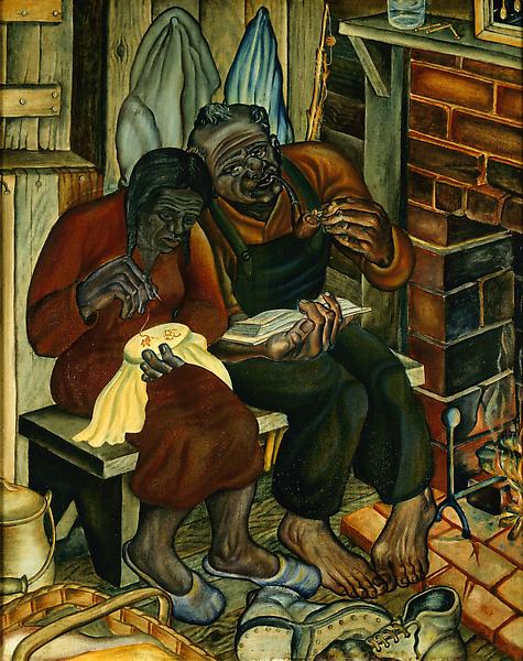 Old Couple (aka Home Sweet Home), 1944 oil on boar...
