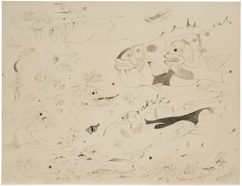 Untitled (Fish), 1969 graphite on paper 20" x...