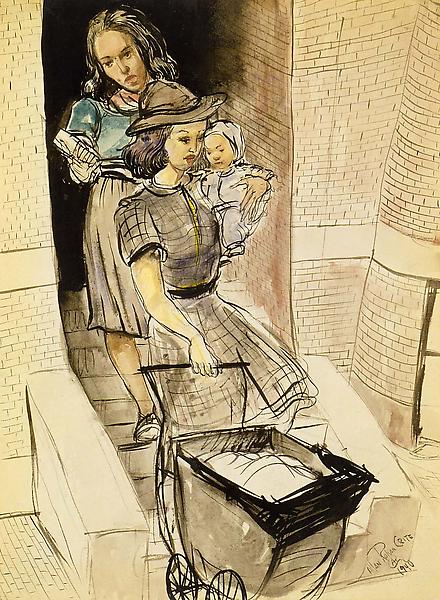 Mother and Child, 1940 watercolor, ink and graphit...