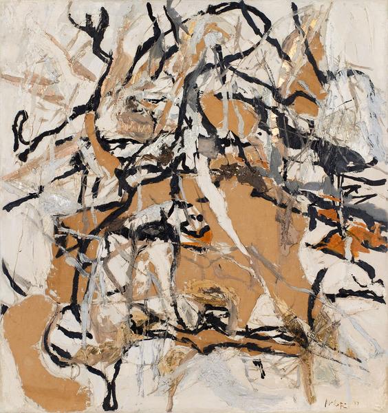 Perle Fine (1905-1988) Untitled, 1957 oil, fabric,...