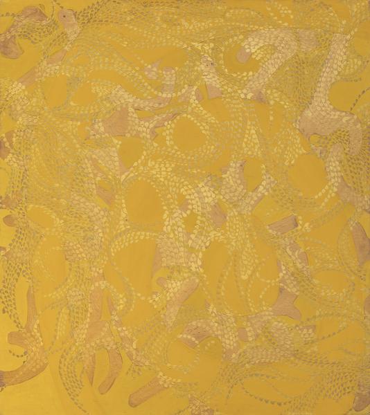 Expanding Oval in Gold, 1970 acrylic, oil and meta...