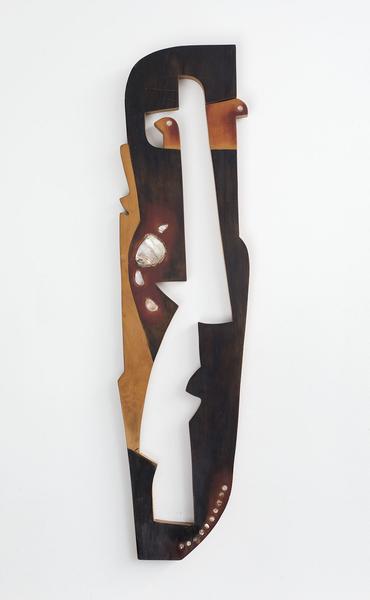 Untitled, 1942 carved wood, abalone shells and pai...