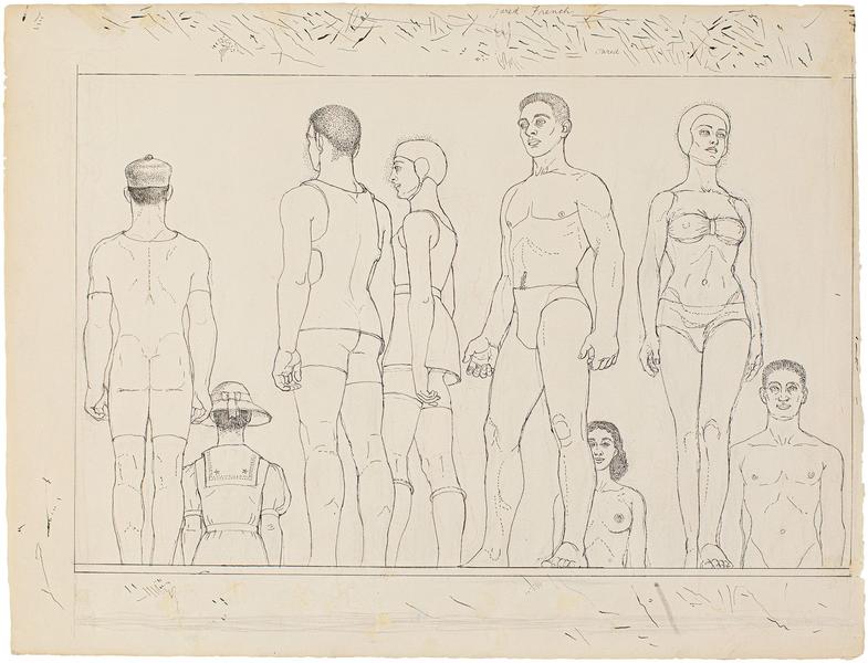 Jared French (1905-1988) Bathers, c.1945 ink on pa...