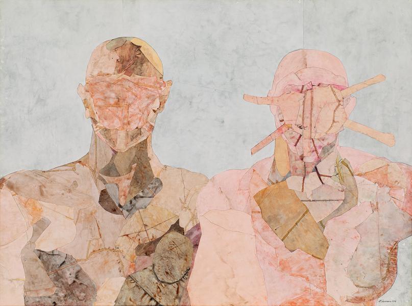 Double Portrait, 1974 collage of various papers an...