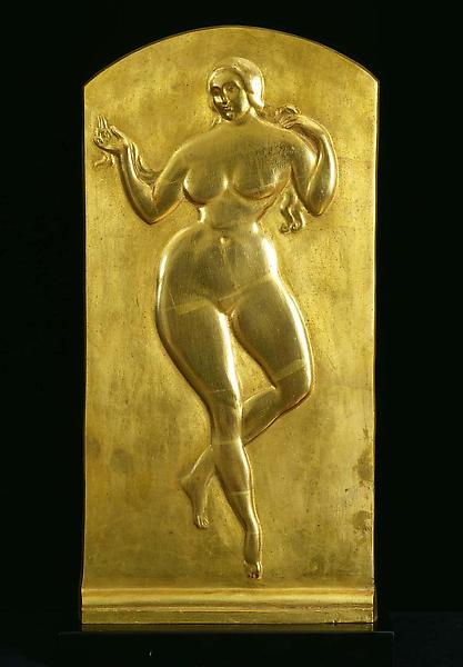 Bas-relief (Nude Dancing), c. 1917 bronze with gil...