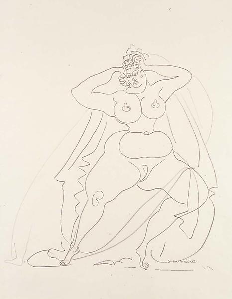 Untitled (Standing Woman), recto, c.1930 graphite...