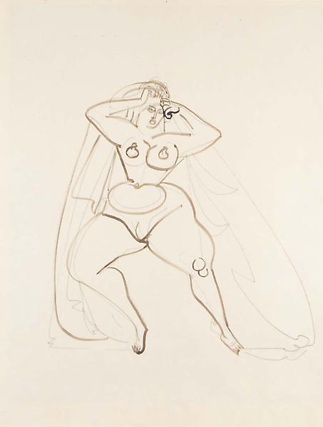 Untitled (Standing Woman), verso, c.1930 graphite...
