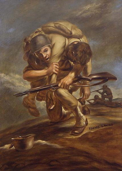Rescue (World War II Soldiers), c.1942 oil on canv...