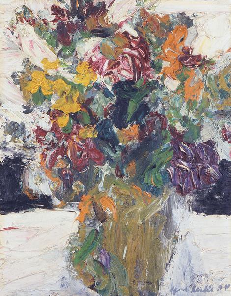 Vase of Flowers, 1954 oil on paper mounted on boar...