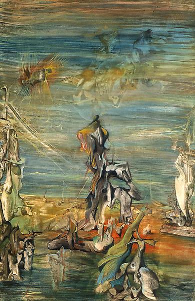 Untitled, 1942 oil on silk on paper 23 x 15 inches...