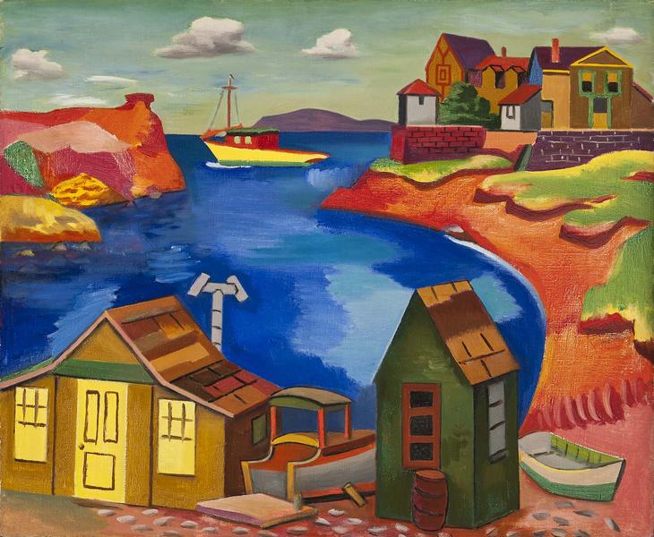 Houses on a Cove, c.1930 oil on canvas 23 1/4"...