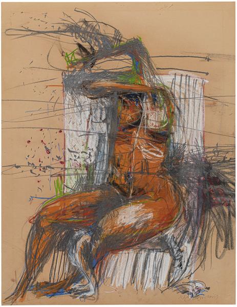 Woman Worried, 1963 pastel, graphite and charcoal...