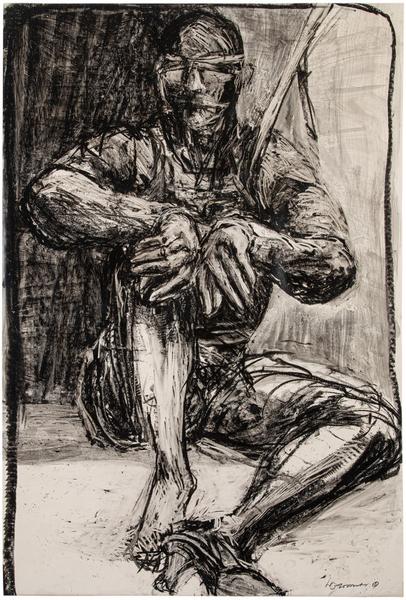Seated Helmut, 1969 lithographic crayon and wash o...
