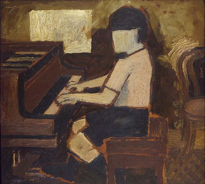 Pianist, c.1935 oil on wood panel 17 3/4" x 1...