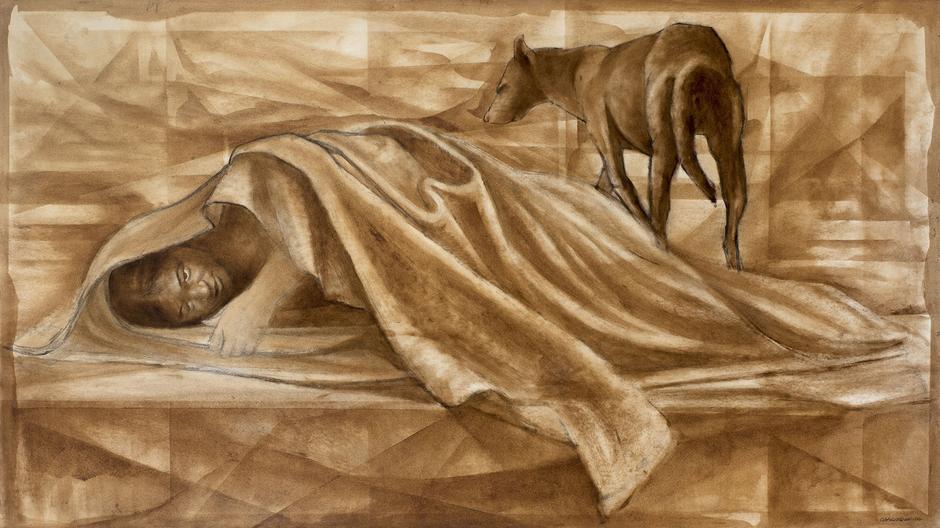 Charles White (1918-1979) Guardian, c.1968-69 oil...